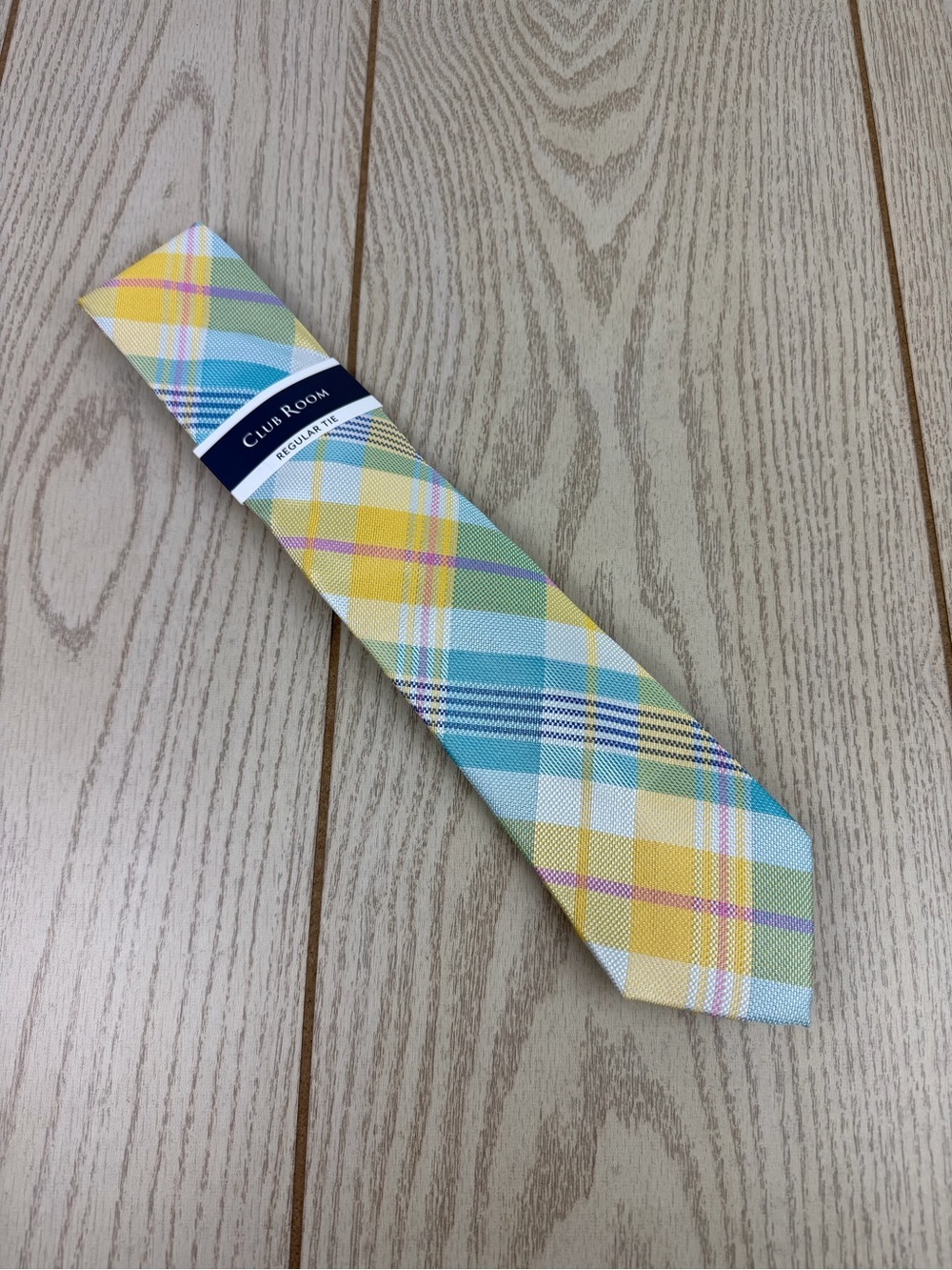 883-884 Club Room Men's Tie Austine Plaid 450 Aqua $55 Polyester